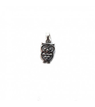 PE001552 Stylish Genuine Sterling Silver Pendant Charm Owl Hallmarked Solid 925 Handmade